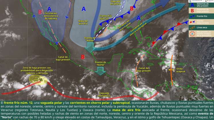 Llega Frente Frío 12 con  lluvias y deceso de temperatura