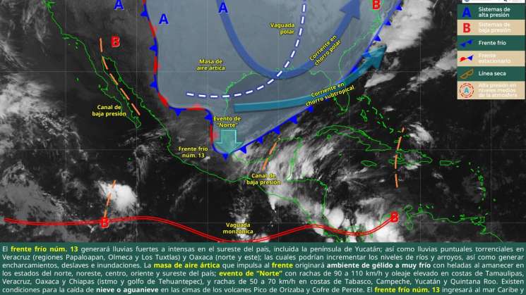 Hoy inicia Frente Frío 13 con lluvias y bajas tempraturas