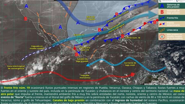 Frente Frío 19 provocará clima adverso en Oaxaca