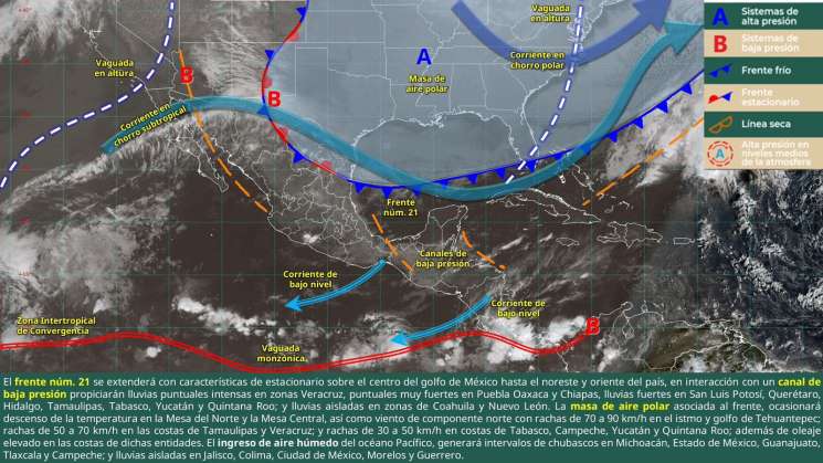 Por Frente Frío 21, persisten lluvías en Oaxaca