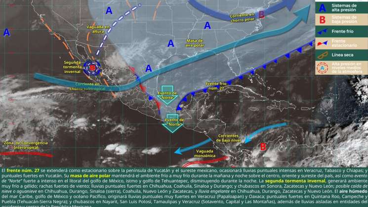 Continúan vientos fuertes,  lluvias intensas y clima gelido
