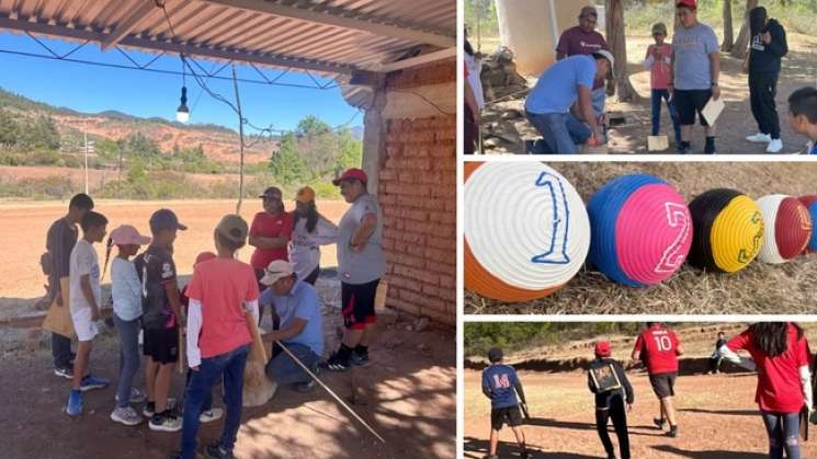 Niños y niñas de Xacañi, aprenden a jugar la Pelota Mixteca
