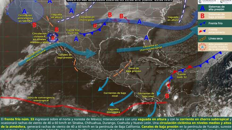 Con Frente Frío 33 continuarán bajas tempraturas