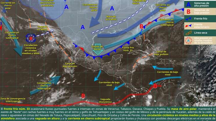 Continúan el frío, lluvias y vientos fuertes 