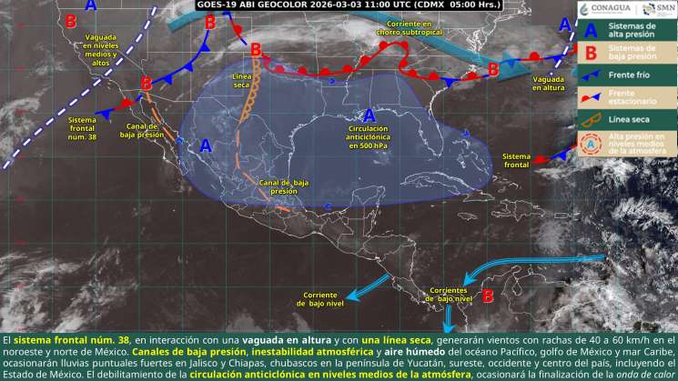 Tolvaneras y temperaturas extremas en territorio estatal