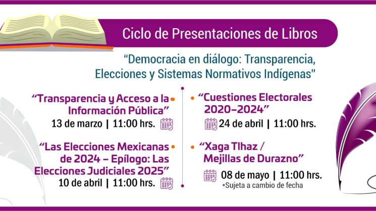 IEEPCO invita a las presentaciones de libros sobre democracía